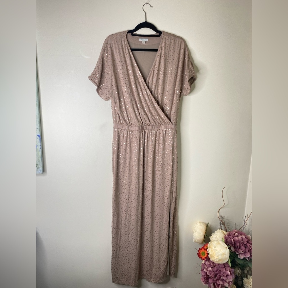 Garnet Hill Exclusive Sequined Jersey Maxi Dress large formal evening knit - Picture 3 of 8